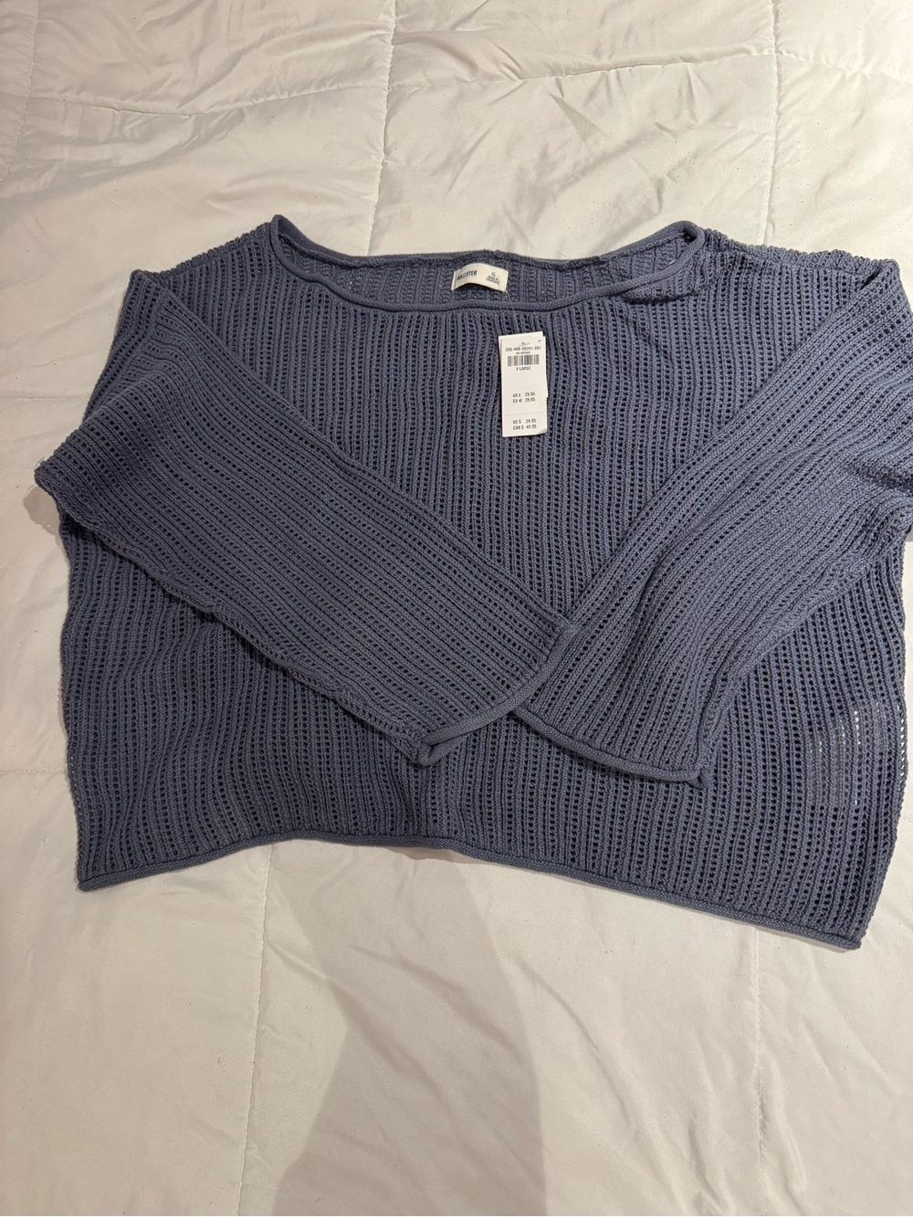 Hollister Open-Knit Scoop Neck Sweater - Dusty Blue